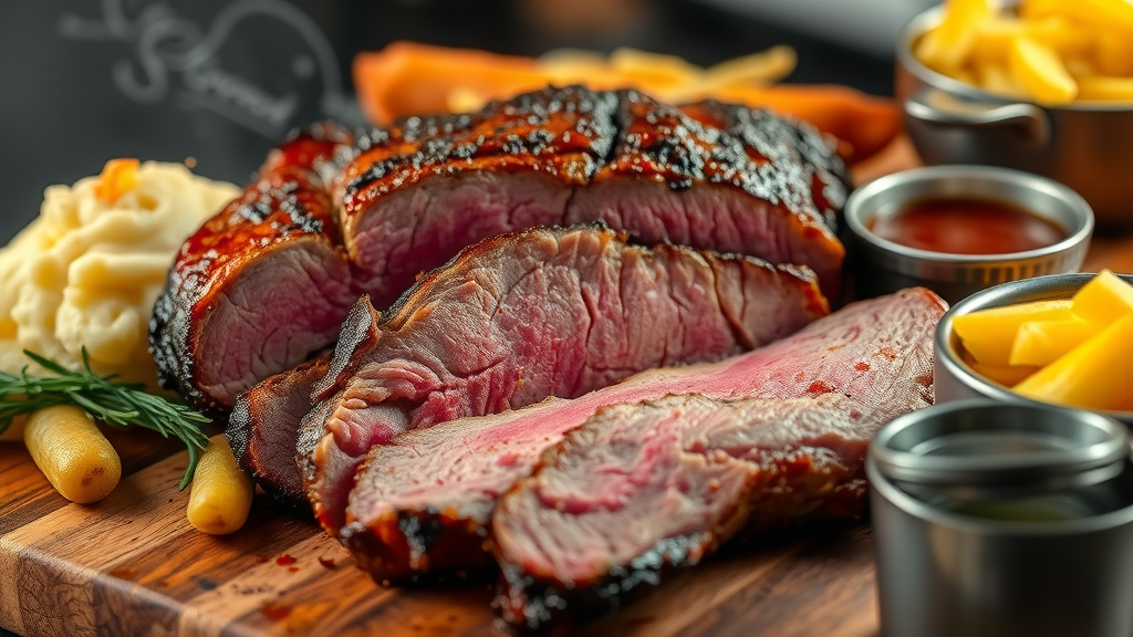 Succulent prime brisket dishes with classic comfort food sides.