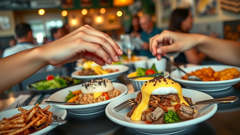 Signature casual Pearl City dining with Hawaiian-inspired eggs Benedict and omelet.