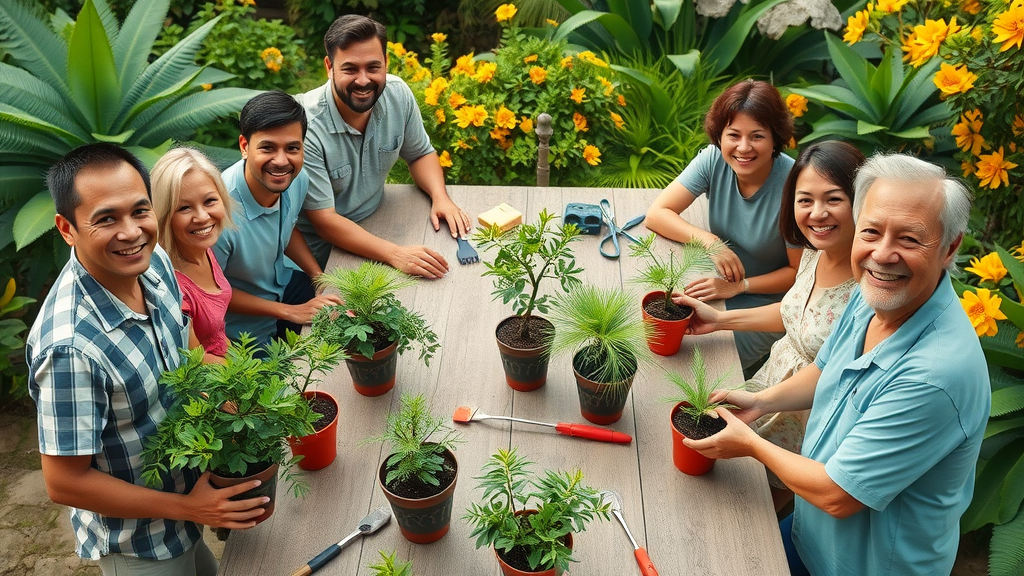 Participants learning tree care at Container Tree Care Workshop Pearl City outdoors