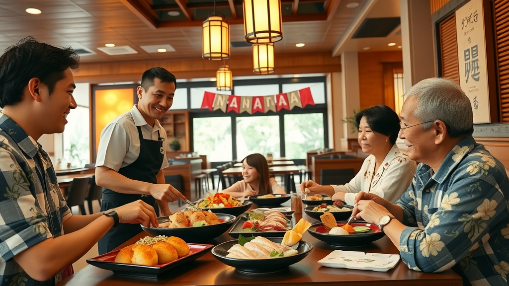 Family greeted at top Japanese restaurant in Pearl City Hawaii