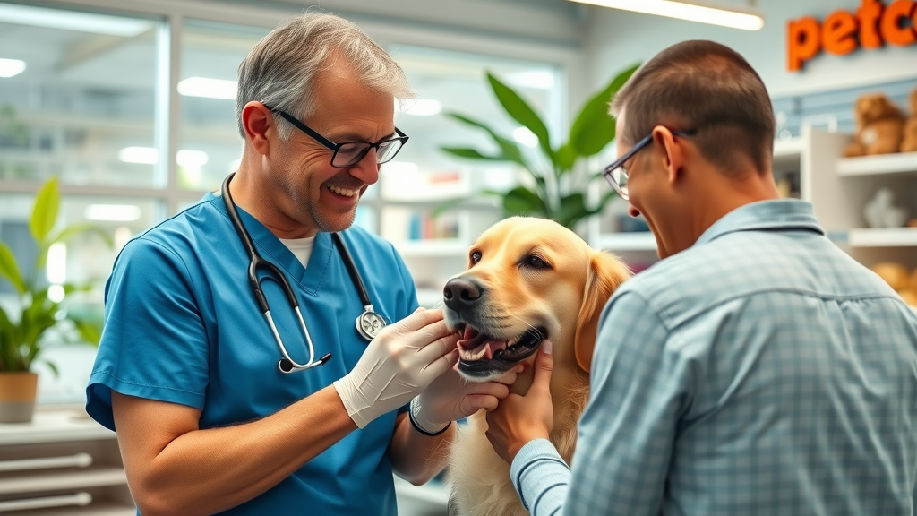 Veterinarian giving vaccine to happy dog at Petco Vaccine Clinic Pearl City