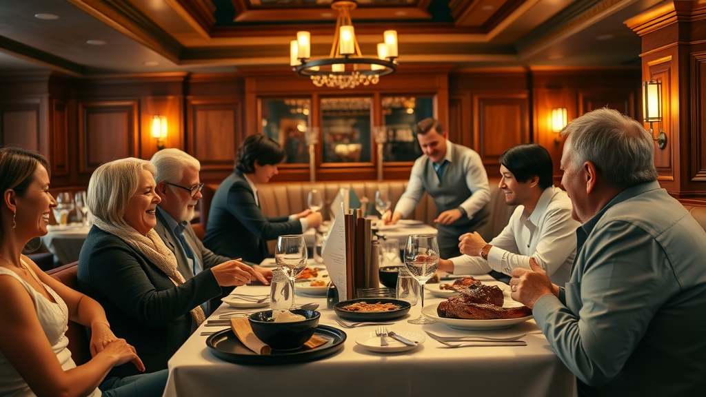 Pearl City steakhouse dining ambiance with families and couples enjoying meals.
