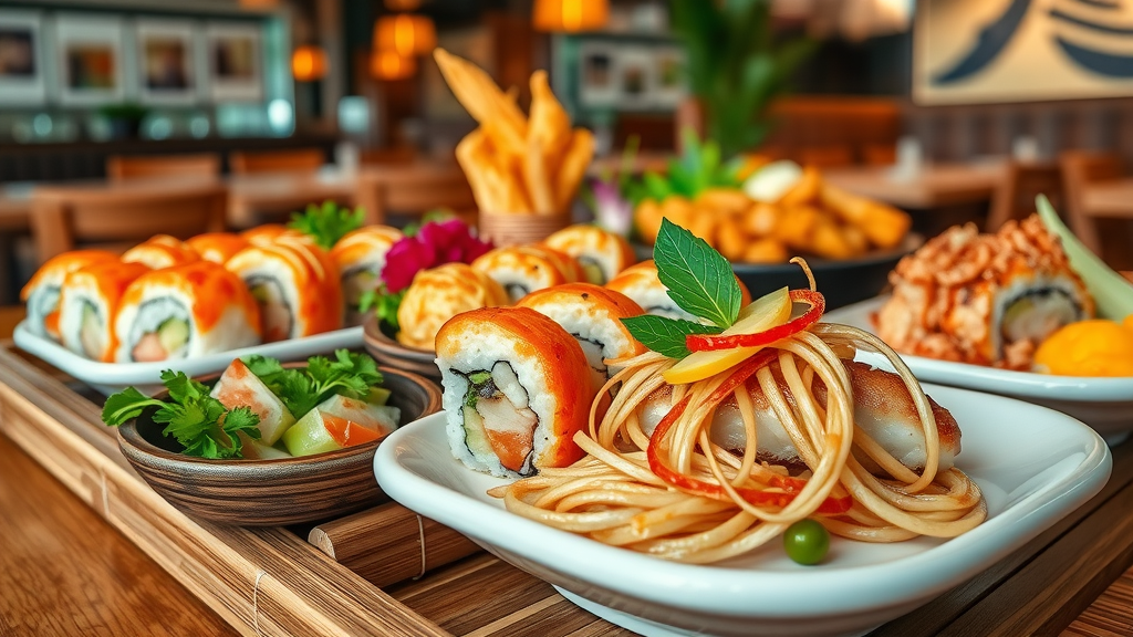 Colorful Japanese cuisine dishes highlight Pearl City Hawaii flavors