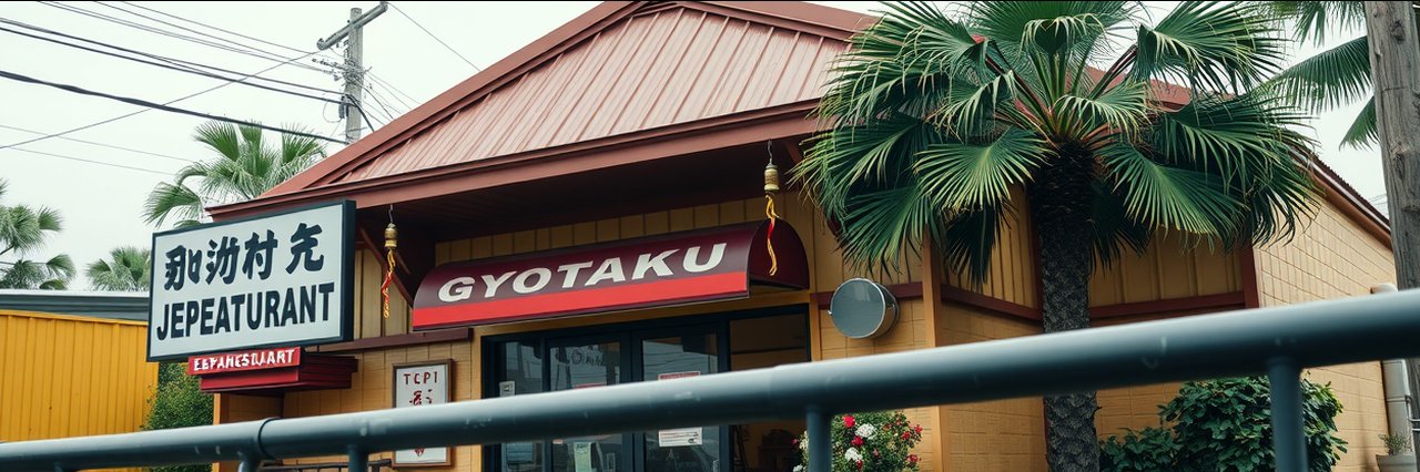 Exterior of Gyotaku restaurant offering Japanese cuisine in Pearl City, Hawaii.